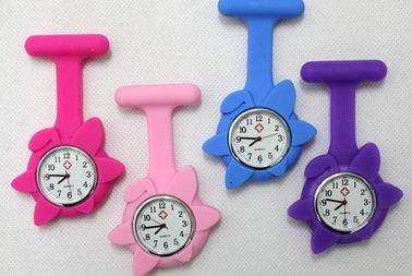 Ρολόι Wristband σιλικόνης μορφής λουλουδιών, λαστιχένιο ρολόι χαλαζία ρολογιών τσεπών περιστροφής