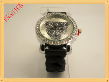 Leopard κόκκινος/μαύρος Non-corrosive ρολογιών Wristband σιλικόνης κρυστάλλου