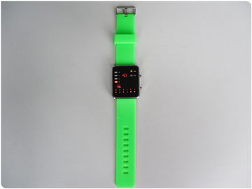 Λαστιχένιος cOem ρολογιών Wristband ρολογιών/σιλικόνης των πράσινων δυαδικών οδηγήσεων