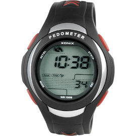 Αδιάβροχο τρέχοντας ψηφιακό Pedometer θερμίδας PU ρολογιών λουρί