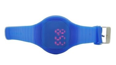 Ψηφιακό Wristwatch των πορφυρών στρογγυλών οδηγήσεων προσώπου για τις γυναίκες με το λογότυπο Debossed