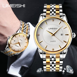 Χρυσή ασημένια επιχείρηση Wristwatch, αδιάβροχα επιχειρησιακά ρολόγια ανοξείδωτου μόδας ατόμων
