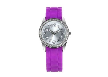 Διαμάντι ζελατίνας κυρία Silicone Wristband Watches αδιάβροχο, ρόδινο λουρί Hermosa
