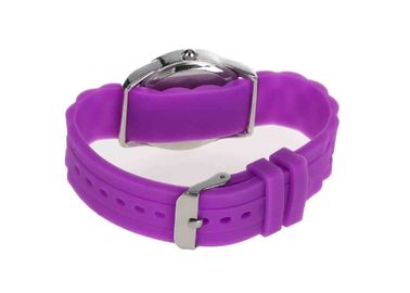 Διαμάντι ζελατίνας κυρία Silicone Wristband Watches αδιάβροχο, ρόδινο λουρί Hermosa