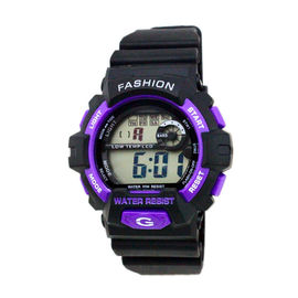 Το υπαίθριο ενήλικο μαύρο λουρί ψηφιακό Wristwatch σύστημα 24 ώρας, ποτίζει ανθεκτικό