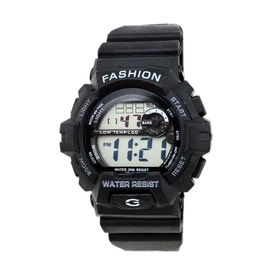 Το υπαίθριο ενήλικο μαύρο λουρί ψηφιακό Wristwatch σύστημα 24 ώρας, ποτίζει ανθεκτικό