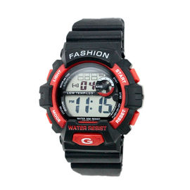 Το υπαίθριο ενήλικο μαύρο λουρί ψηφιακό Wristwatch σύστημα 24 ώρας, ποτίζει ανθεκτικό
